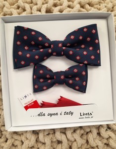 Muchy TATA SYN-malutka muszka wzór czerwony wiatrak czerwona poszetka