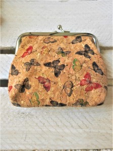 Portmonetka damska korek wzór motyle 