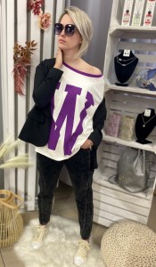 T-shirt damski over size litera W