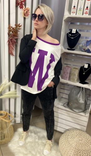 T-shirt damski over size litera W