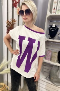 T-shirt damski over size litera W