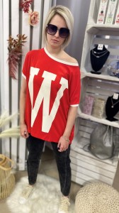 T-shirt damski over size litera W