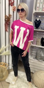 T-shirt damski over size litera W