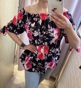 Bluzka damska hiszpanka wzór kwiaty