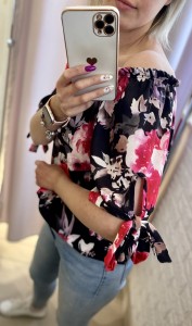 Bluzka damska hiszpanka wzór kwiaty