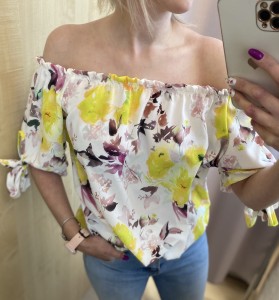 Bluzka damska hiszpanka wzór kwiaty