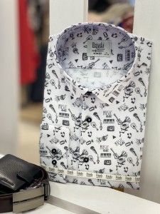 Koszula męska SLIM FIT motyw muzyczny 