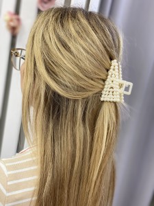 Spinka do włosów trójkątna klamra z perełkami