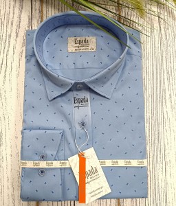 Koszula męska błękitna wzór granatowy znaczek dwie białe kropeczki REGULAR FIT