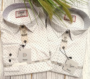 Koszula męska długi rękaw wzór kropki i ślimaki