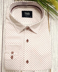 Koszula męska długi rękaw gęsty czerwony wzór 