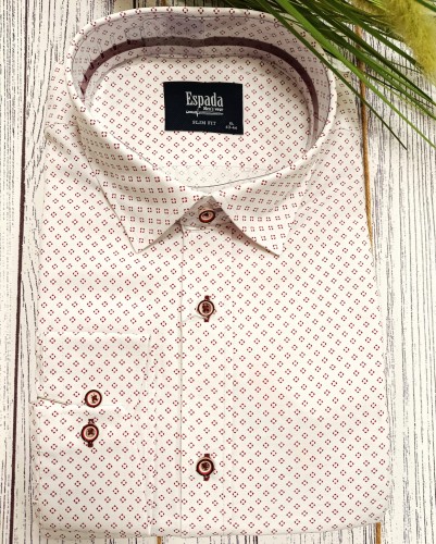 Koszula męska długi rękaw gęsty czerwony wzór 