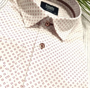 Koszula męska długi rękaw gęsty czerwony wzór 