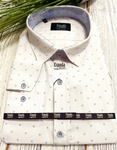 Koszula męska regular fit struktura w niebieski wzór 