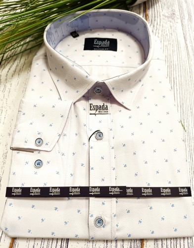 Koszula męska regular fit struktura w niebieski wzór 