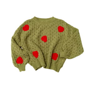 Sweter damski pleciony w serduszka