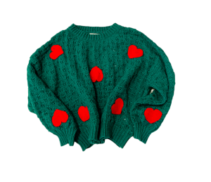 Sweter damski pleciony w serduszka