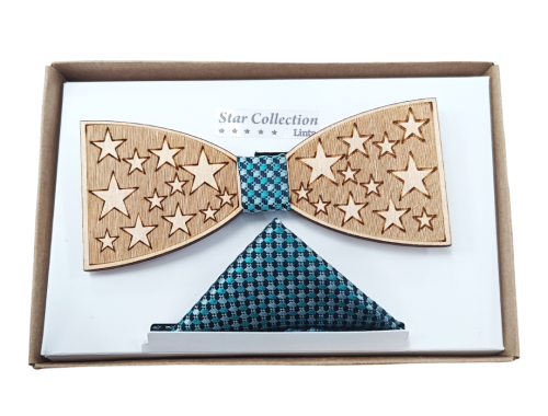 Mucha męska drewniana wzór: gwiazdki 