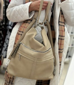 Plecako-torebka eko skóra trzy zamki na przodzie