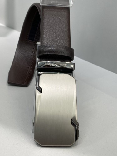 Pasek męski skóra naturalna srebrna automatyczna klamra dwie wstawki czarne