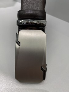 Pasek męski skóra naturalna srebrna automatyczna klamra dwie wstawki czarne