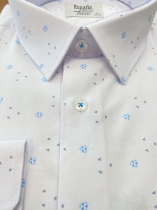 Koszula męska biała w błękitny wzór SLIM FIT 