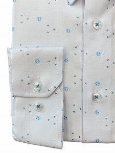 Koszula męska biała w błękitny wzór SLIM FIT 