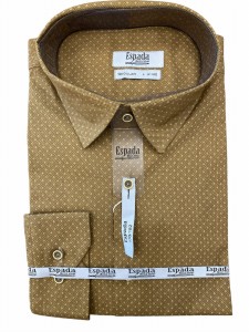 Koszula męska jasno-brązowa w drobny wzór REGULAR FIT 