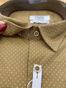 Koszula męska jasno-brązowa w drobny wzór REGULAR FIT 