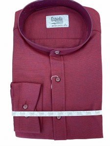 Koszula męska na stójce bordowa mikro wzór REGULAR FIT 