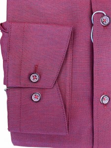 Koszula męska na stójce bordowa mikro wzór REGULAR FIT 