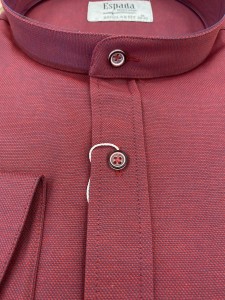 Koszula męska na stójce bordowa mikro wzór REGULAR FIT 