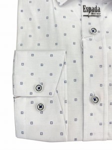 Koszula męska biała w granatowe kwadraty SLIM FIT