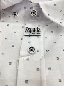 Koszula męska biała w granatowe kwadraty SLIM FIT