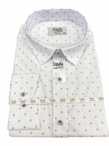 Koszula męska biała w granatowe kwadraty SLIM FIT