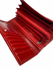 Portfel damski skóra naturalna poziom zamek na drobne