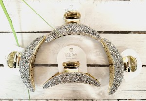 Spinka złota do włosów klamra zdobiona kryształkami 