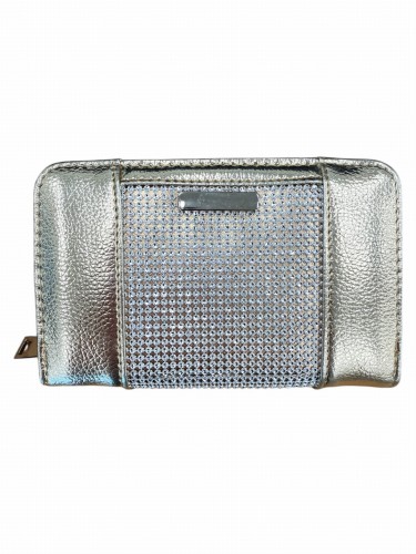 Portfel damski poziomy lakierowany z cyrkoniami