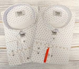 Koszula biała długi rękaw drobny wzór długi rękaw REGULAR FIT 