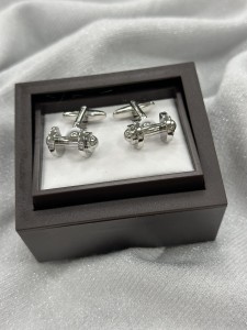 Spinki do mankietów wzór srebrne ciężarki