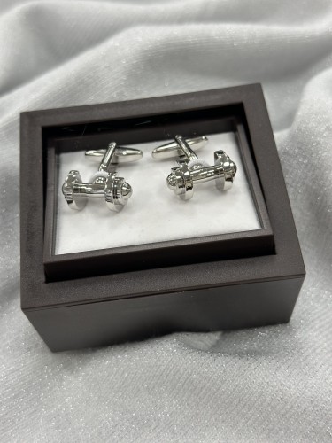 Spinki do mankietów wzór srebrne ciężarki