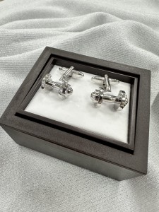 Spinki do mankietów wzór srebrne ciężarki