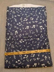 Koszula długi rękaw granatowa w nuty SLIM FIT 