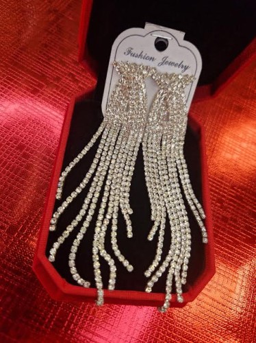 Kolczyki długie z frędzlami z cyrkoni