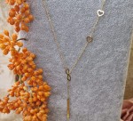 Naszyjnik krawatka serca nieskończoność słupek z cyrkoniami