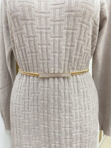 Pasek damski żyłka długa wąska blaszka z cyrkoniami