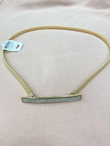 Pasek damski żyłka długa wąska blaszka z cyrkoniami