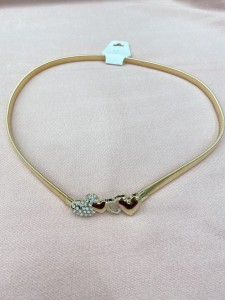 Pasek damski żyłka cztery serduszka jedno zdobione cyrkoniami 