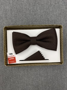 Mucha męska z poszetką wzór srebrne kropki