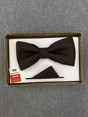 Mucha męska z poszetką wzór srebrne kropki